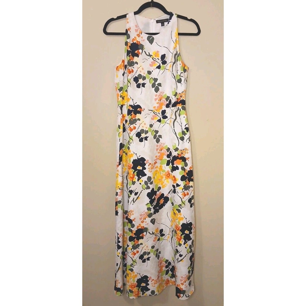 Banana Republic Sz 4 Floral Maxi Dress Sleeveless Pink Green Yellow EUC - Picture 6 of 12